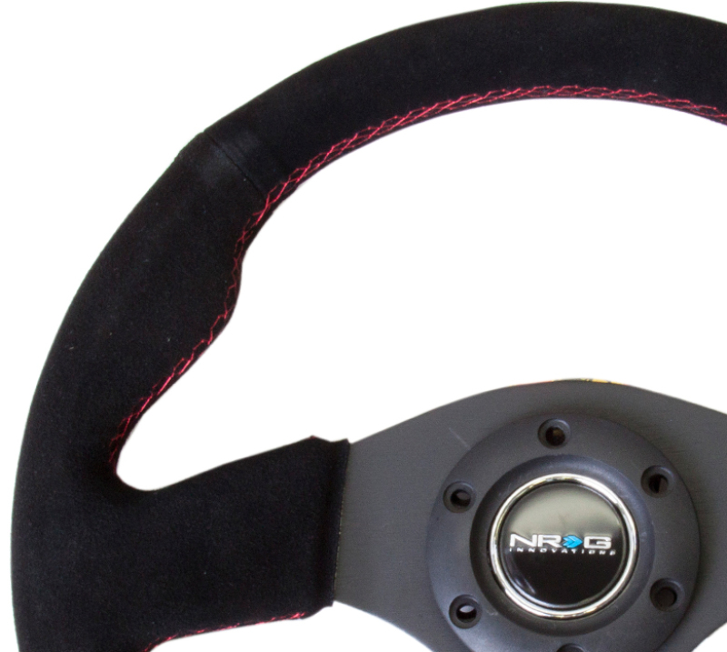 NRG Reinforced 320mm Suede Steering Wheel with Red Stitch - Part Number RST-012S-RS - Image 2
