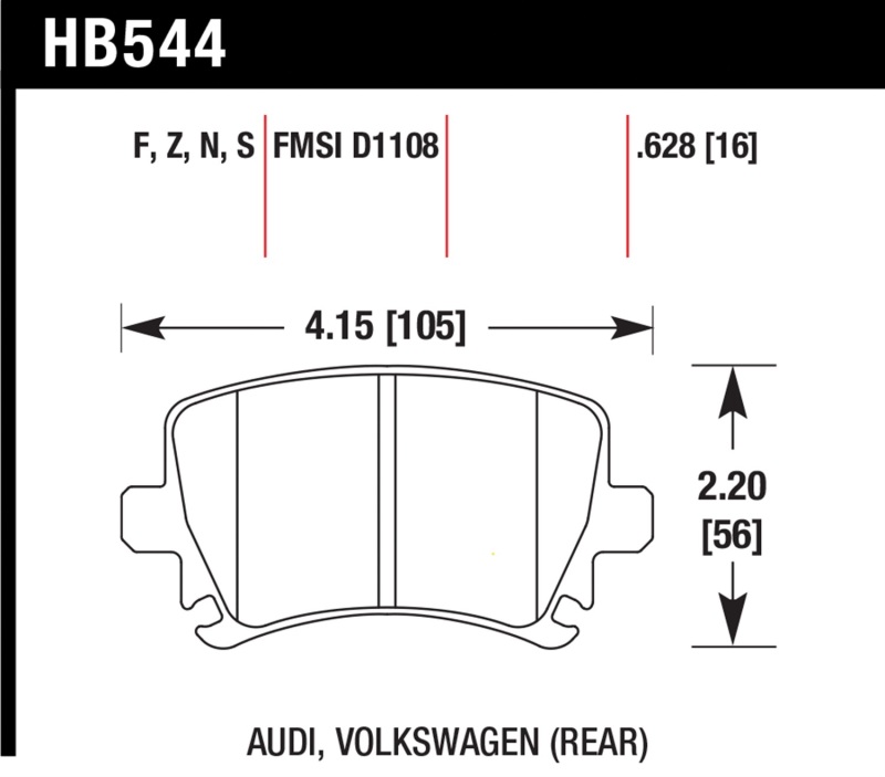 Hawk Performance HB544N.628 High Performance Street Brake Pads for Volkswagen and Audi - Image 3