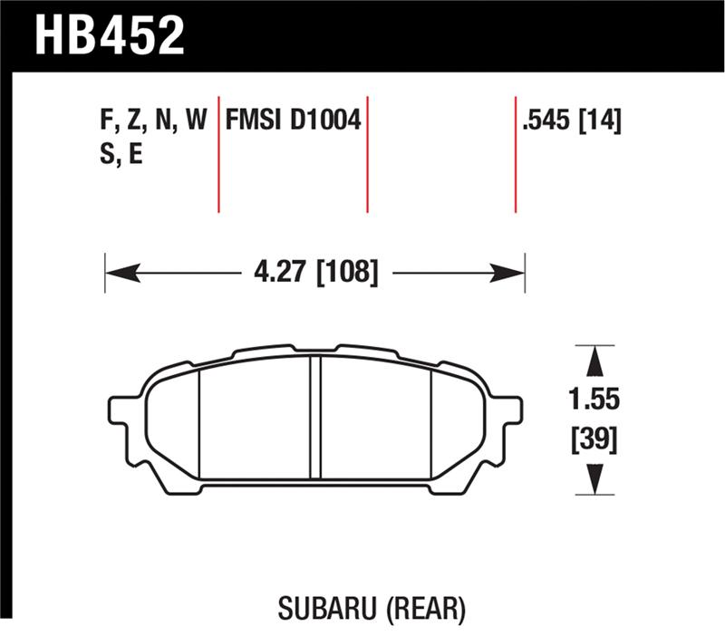 Hawk Performance HB452Z.545 High Performance Street Ceramic Rear Brake Pads for Subaru Impreza (2004-2007) - Image 10