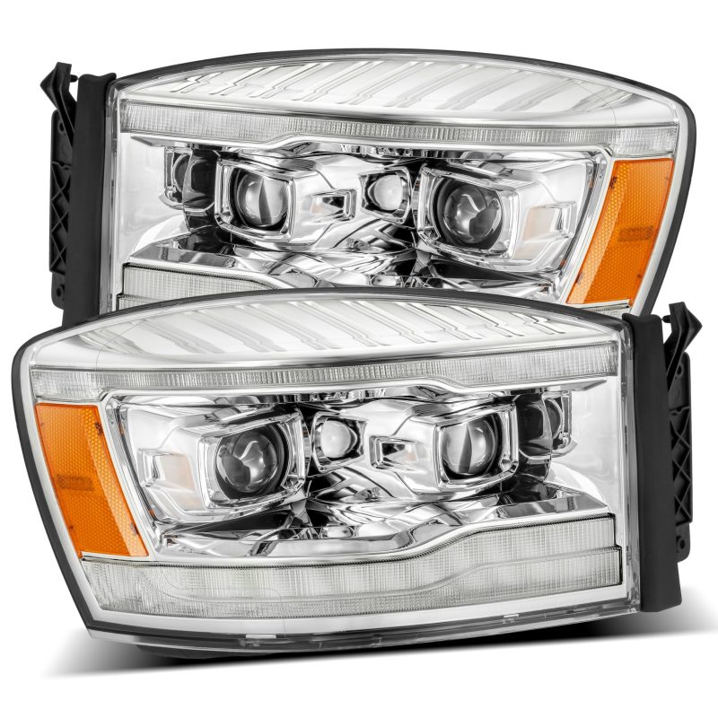 AlphaRex 06-08 Dodge Ram 1500HD PRO-Series Projector Headlights Plank Style Chrome with Sequential Signal and DRL - Image 2