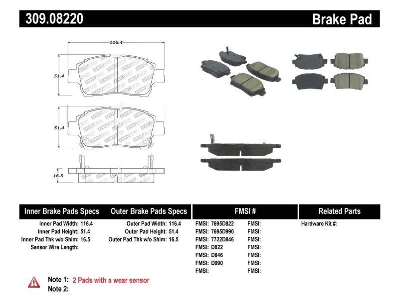 StopTech Performance Front Brake Pads for Toyota Prius, Echo, and More – Part Number 309.08220 - Image 8