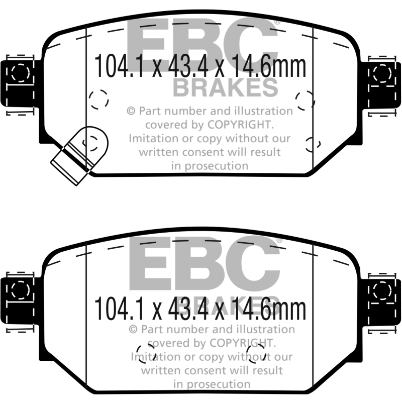 EBC Yellowstuff Rear Brake Pads for 2017-2019 Mazda 3 2.0L - Part Number DP43081R - Image 4