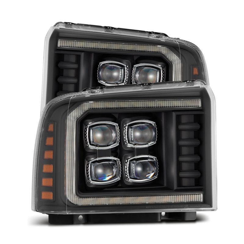 AlphaRex Nova-Series Projector Headlights for 2006-2007 Ford F-250 Super Duty – Black with Sequential Signal and Daytime Running Lights