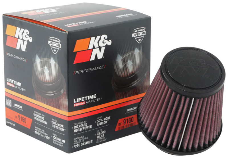 K&N Engineering RF-9160 Universal Clamp-On Air Filter for Automotive and Equipment Applications - Image 4