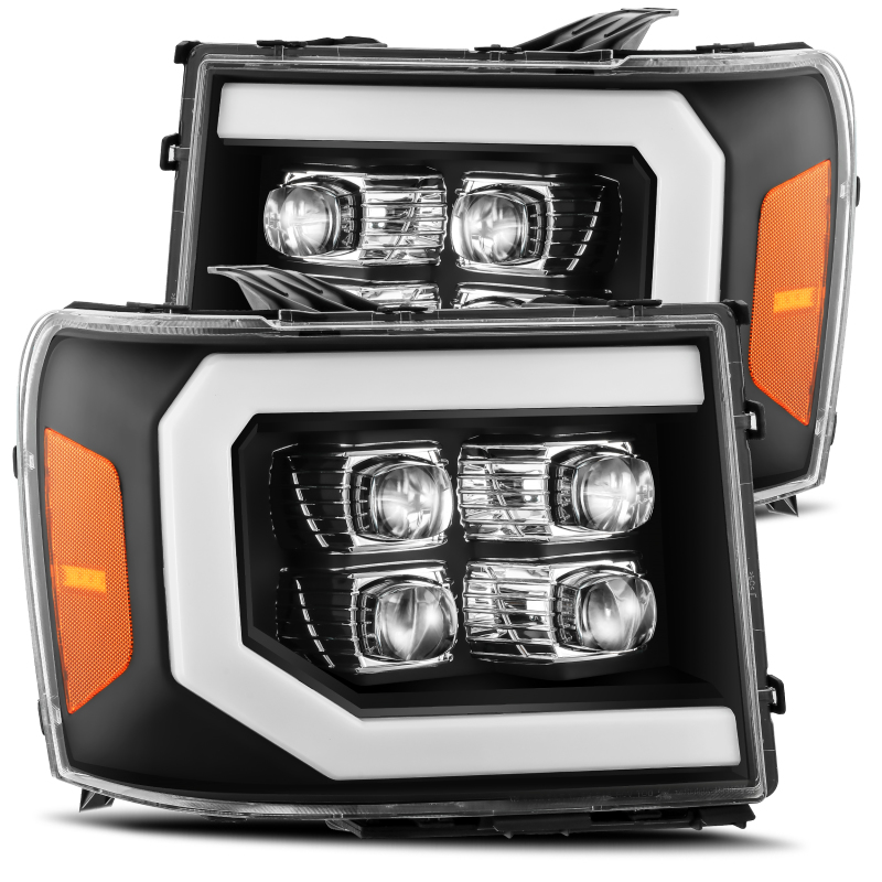 AlphaRex 07-13 GMC 1500HD NOVA Series LED Projector Headlights with Plank Style Gloss Black Finish - Image 2