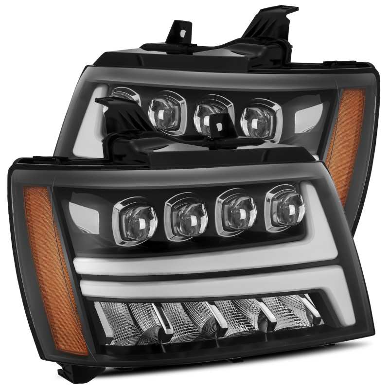 AlphaRex NOVA-Series Patent Pending 3D LED Projector Headlights for Chevrolet Avalanche (07-13) - Gloss Black with Activ Light/DRL