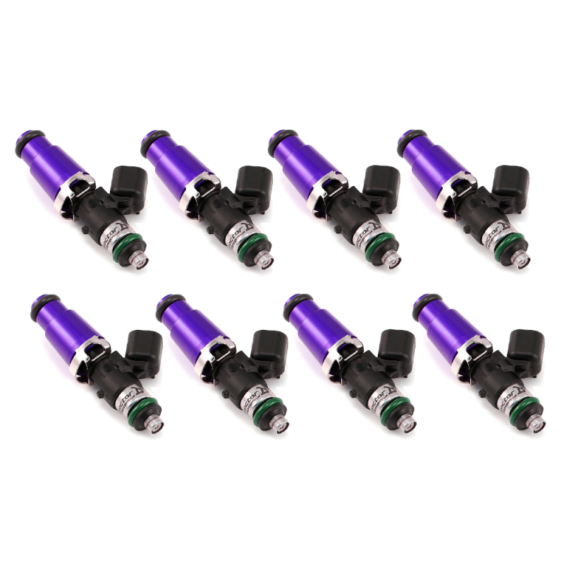 Injector Dynamics 1340cc Fuel Injectors for BMW 540i and 740i - 60mm Length, Purple Top, Set of 8