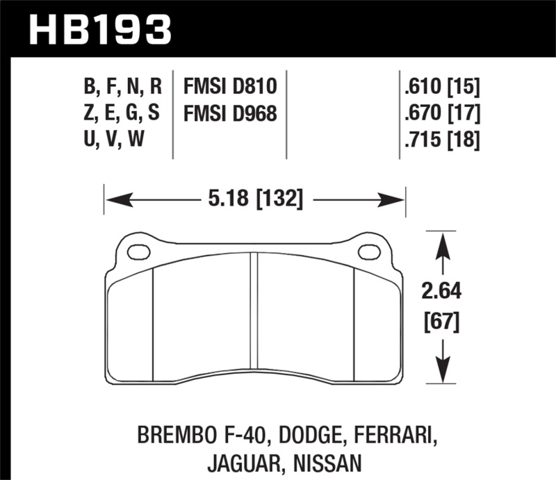 Hawk Performance HPS 5.0 Front Brake Pads for 2003-2006 Jaguar XJR, XJ8, XKR and Dodge Viper SRT-10