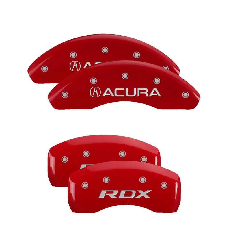 MGP Caliper Covers for 2019-2023 Acura RDX – Red Powder Coat Finish with Silver Engraved Characters, Set of 4 - Image 3