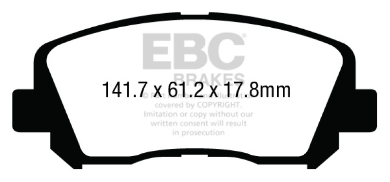 EBC Yellowstuff Front Brake Pads for Chrysler 200 2.4 – High Performance Street and Track Use - Image 3