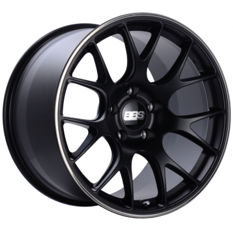 BBS CH-R 19x8.5 Inch Satin Black Polished Alloy Wheel with Rim Protector - 5x112 Bolt Pattern, ET40 Offset