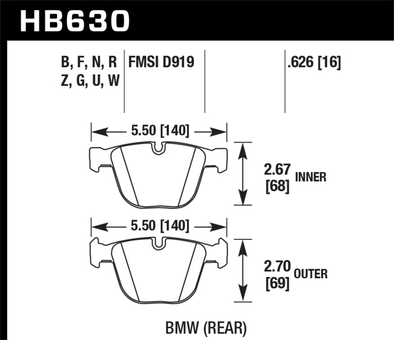 Hawk Performance DTC-70 High Performance Street Brake Pads for BMW 535i, 545i, 550i, 645Ci, 650i, 745i, 745Li, 750i - Image 2