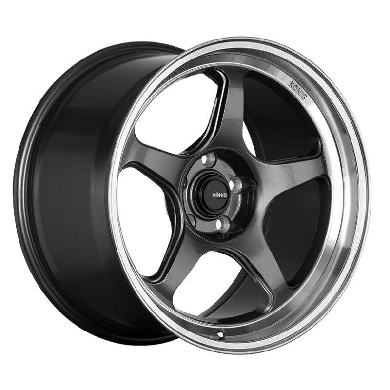 Konig Hyperspec 17x9 Anthracite Metallic Wheel with Mirror Machined Lip and Knurled Bead - 5x100 Bolt Pattern, ET40 Offset