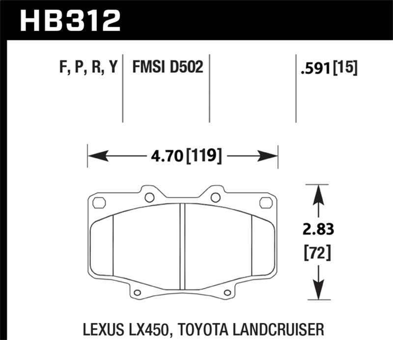 Hawk Performance LTS Street Brake Pads Part HB312Y.591 for Toyota Land Cruiser and Lexus LX450 - Image 4