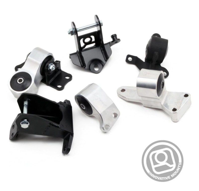 Innovative Mounts Silver Billet Aluminum Engine Mounts for 2006-2011 Honda Civic Si with 75A Bushings (K-Series, Not K24 Trans) - Part B90850-75A