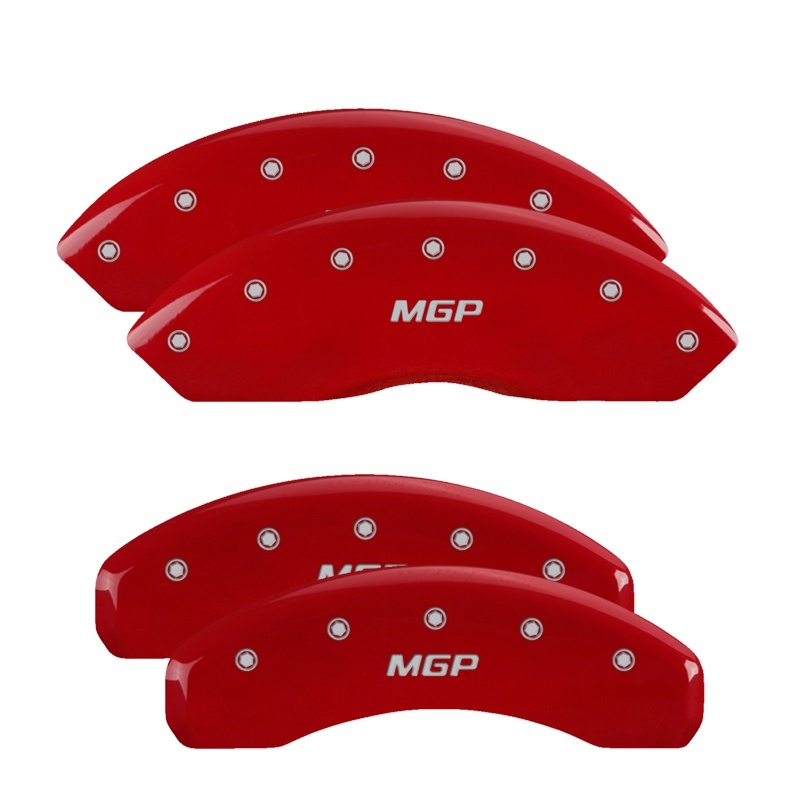 MGP 4-Piece Caliper Covers for Cadillac Escalade – Red Powder Coat with Silver Engraving - Image 2