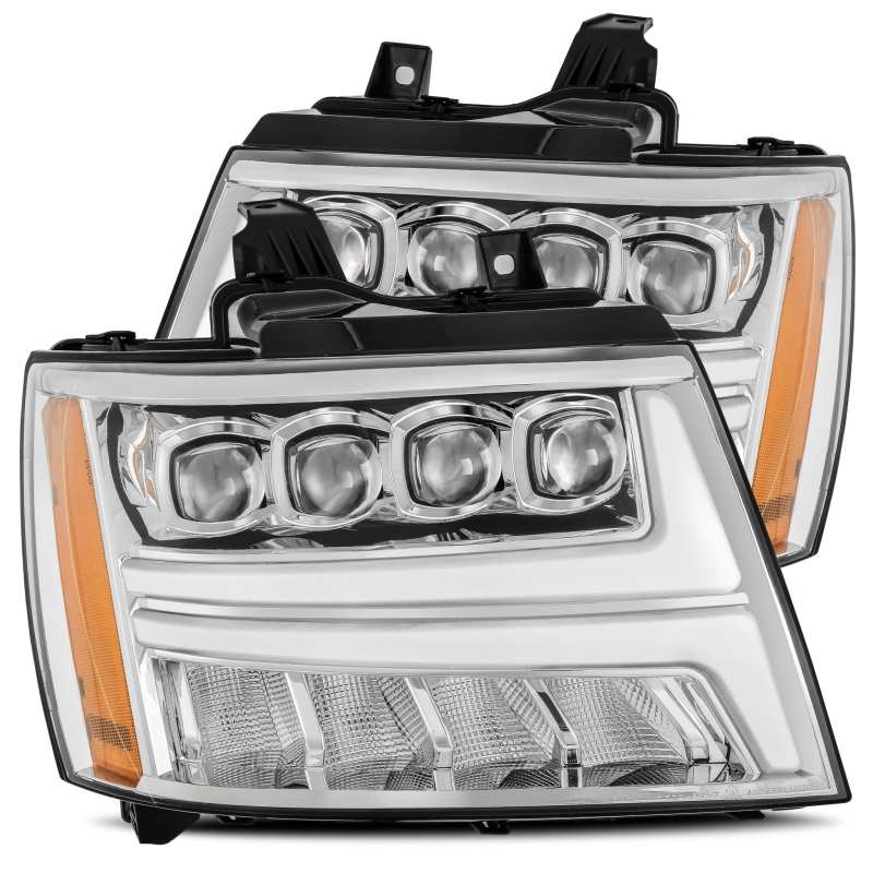 AlphaRex 07-13 Chevy Avalanche NOVA LED Projector Headlights with Plank Style Design and Chrome Finish