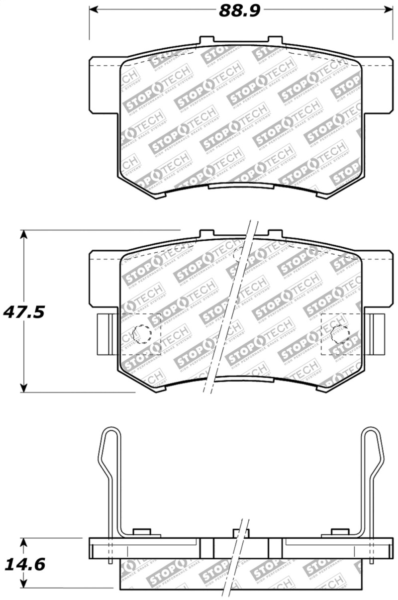 StopTech Street Select Brake Pads for Honda Accord, Prelude, and More – Part Number 305.05370
