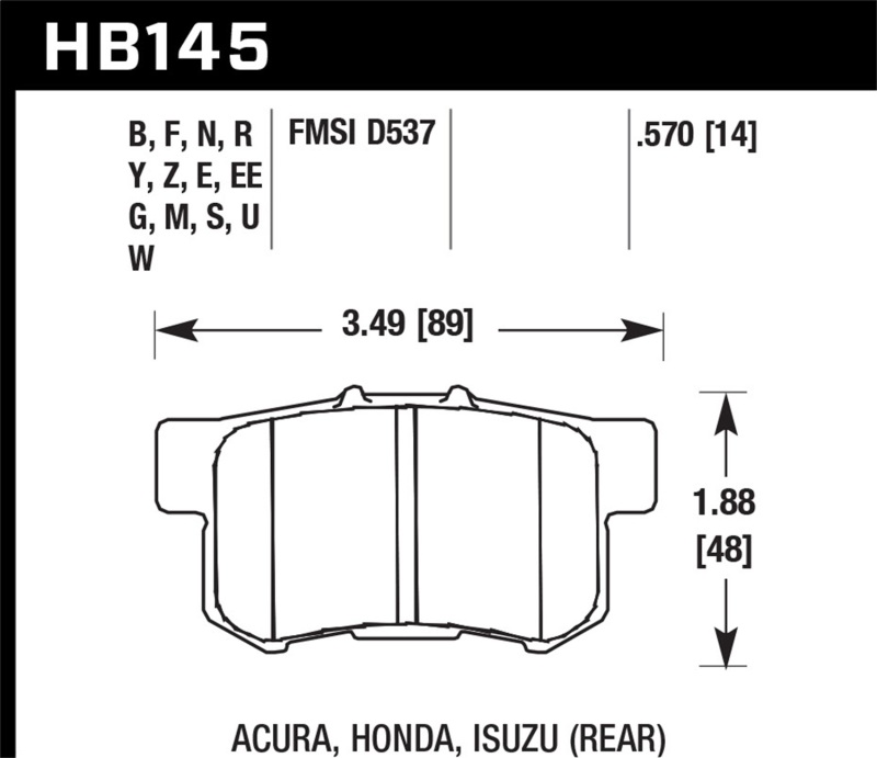 Hawk Performance HPS 5.0 Rear Brake Pads for 1997 Honda Prelude and Acura CL - Image 10
