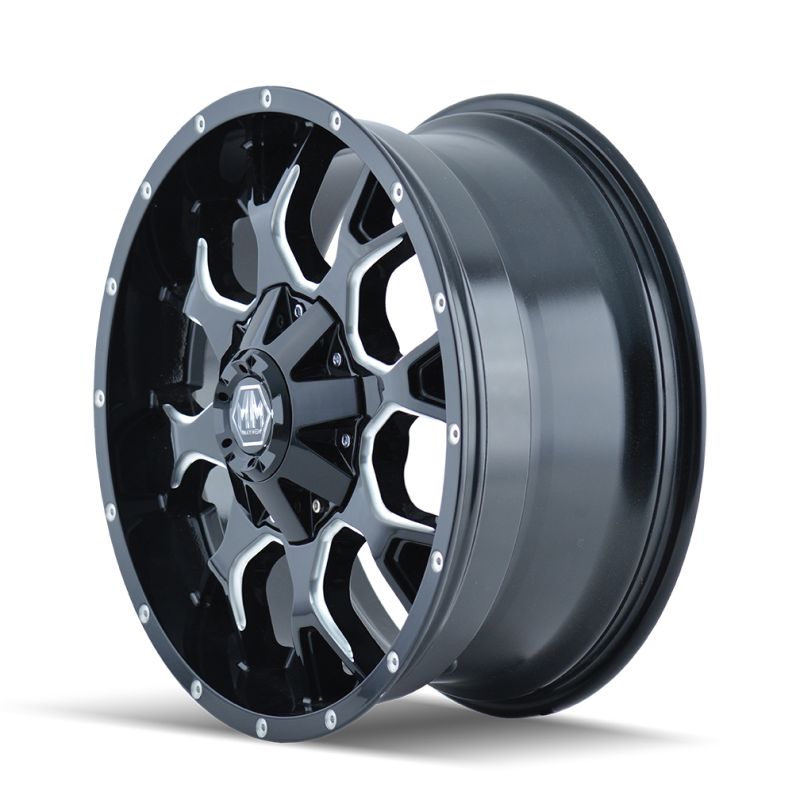 Mayhem 8015 Warrior 20x10 Inch Black Milled Spokes Wheel - 5x127 Bolt Pattern, -25mm Offset, 87mm Hub - Image 2