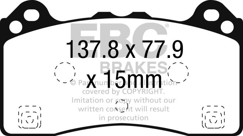EBC Redstuff Ceramic Low Dust Front Brake Pads for Ford Focus RS (2016-2018) - Image 4