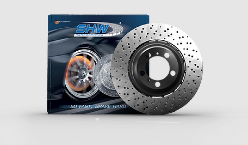 SHW Performance 18-21 BMW M8 Gran Coupe Left Rear Cross-Drilled Lightweight Brake Rotor (Part BRL42503)