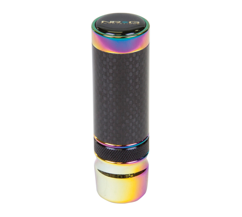 NRG Slimboy Adjustable Shift Knob M10x1.25 for Nissan, Mazda, and Toyota - Carbon Fiber and Neochrome Finish