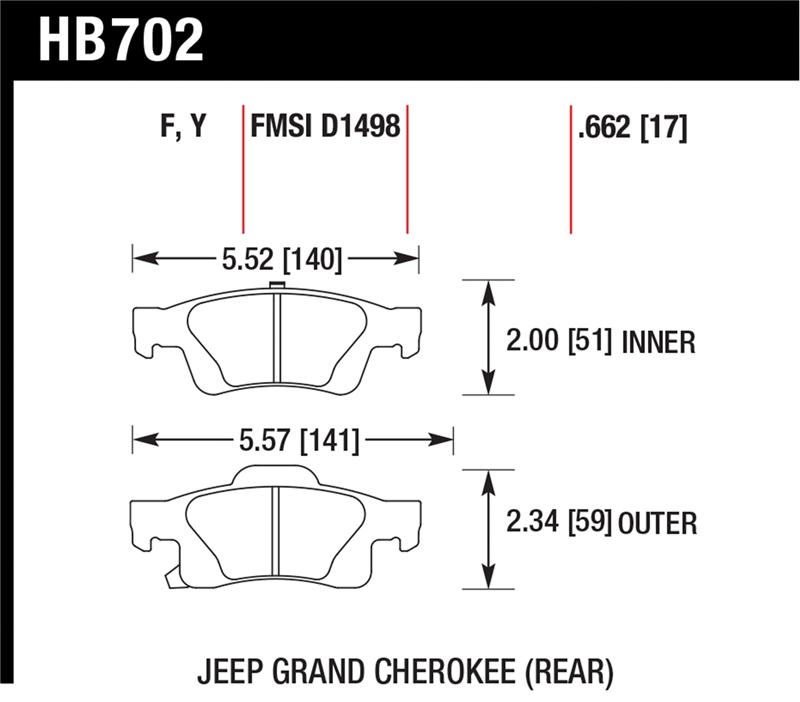 Hawk Performance HB702Y.662 High Performance Street Disc Brake Pads for Jeep Grand Cherokee and Dodge Durango - Image 9