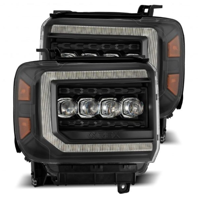 AlphaRex 14-18 GMC Sierra NOVA Series LED Projector Headlights with Plank Style Black Finish and Sequential Signal - Image 2