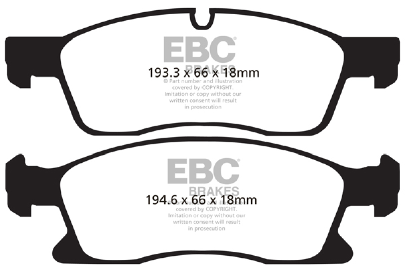 EBC Yellowstuff Front Brake Pads for 2011-2014 Jeep Grand Cherokee and Dodge Durango Part DP41871R - Image 6