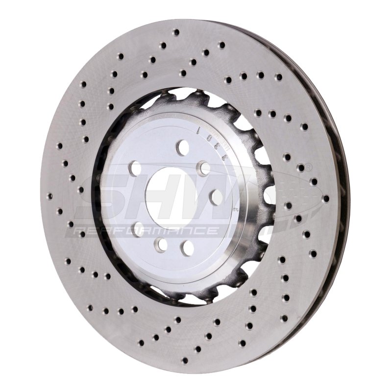 SHW Performance 18-21 BMW M8 Gran Coupe Left Rear Cross-Drilled Lightweight Brake Rotor (Part BRL42503) - Image 2