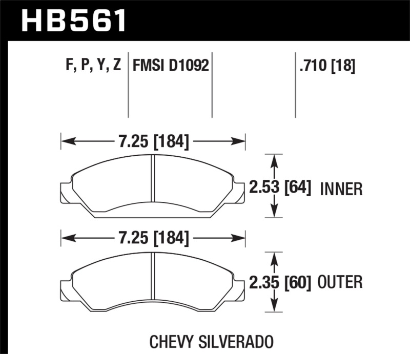 Hawk Performance HB561P.710 High Performance Street Disc Brake Pads for Chevrolet Avalanche and Escalade - Image 3