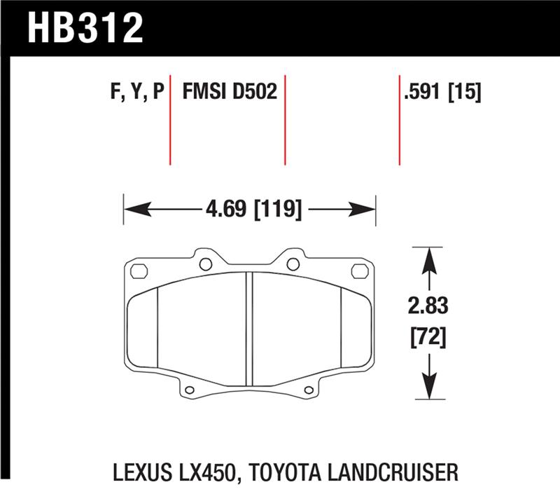 Hawk Performance LTS Street Brake Pads Part HB312Y.591 for Toyota Land Cruiser and Lexus LX450 - Image 10