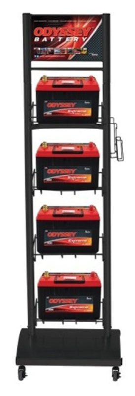 Odyssey Battery 4-Battery Display Rack for Powersports Equipment
