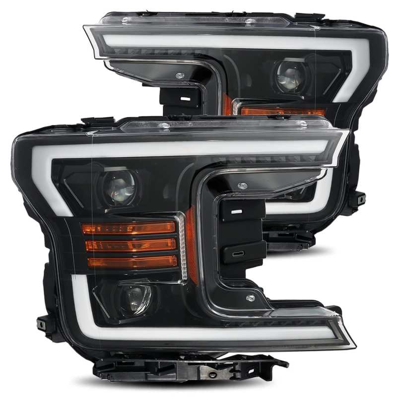 AlphaRex 2018-2019 Ford F-150 PRO-Series Projector Headlights with Plank Style Gloss Black Finish