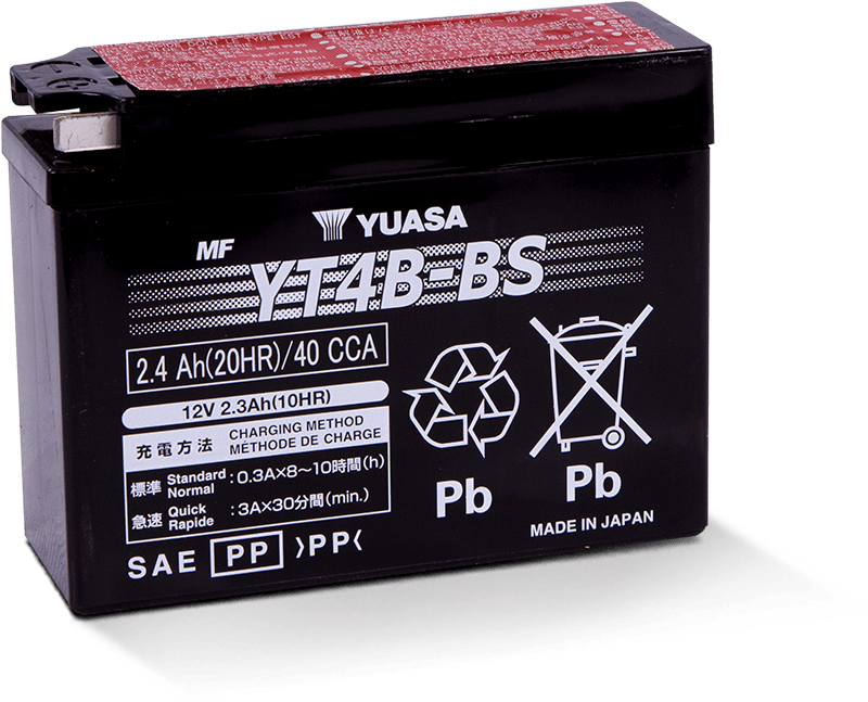 Yuasa YT4B-BS Maintenance Free AGM 12-Volt Powersports Battery for Yamaha SR400 and Suzuki DR-Z70