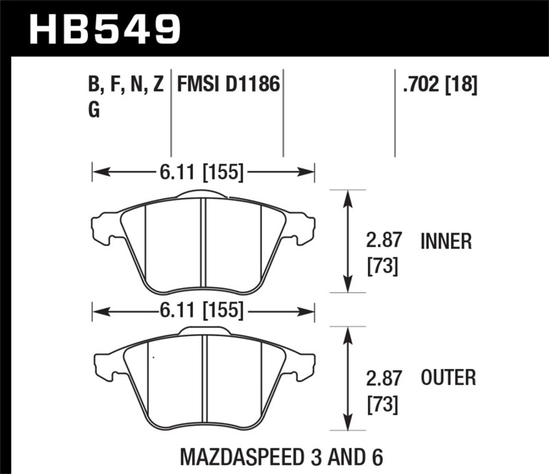 Hawk Performance HPS 5.0 Front Brake Pads for 2007-2013 Mazda 3 and Volvo V50 - Image 4