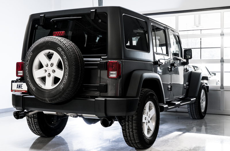 AWE Tuning Jeep Wrangler JK/JKU 3.6L Tread Edition Axle-Back Dual Exhaust with Diamond Black Tips - Image 4