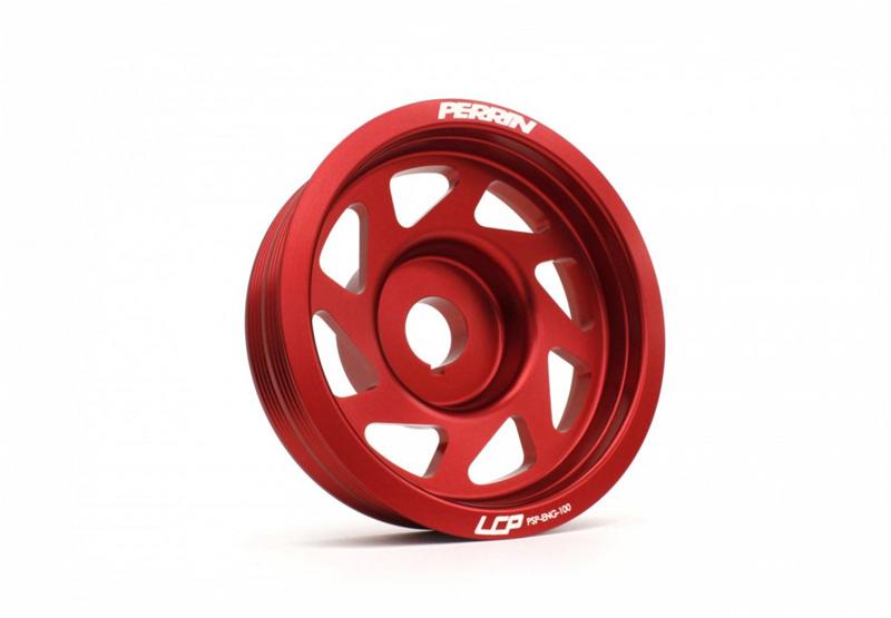 Perrin Performance Lightened Crank Pulley for Subaru Impreza, WRX, and STI - Red (Part PSP-ENG-100RD)