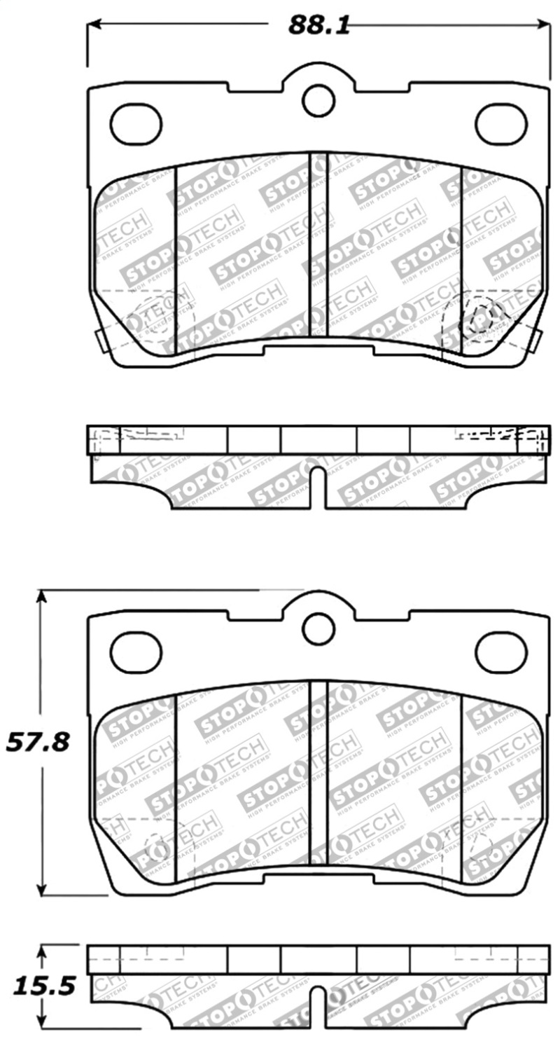 StopTech Performance Rear Brake Pads for Lexus GS and IS Series - Part Number 309.11130 - Image 2