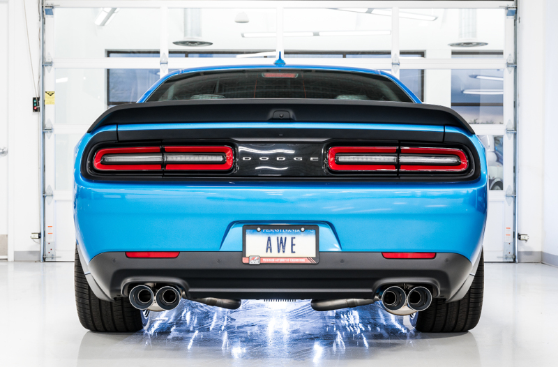 AWE Tuning 2015+ Dodge Challenger Track Edition Exhaust with Quad Chrome Silver Tips - Image 4