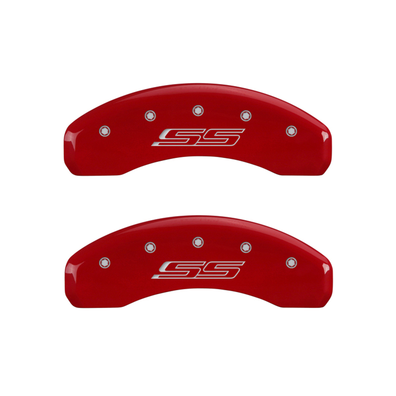 MGP Chevrolet Camaro 2010-2015 Red Aluminum Caliper Covers with Engraved Front and Rear Design - Image 5
