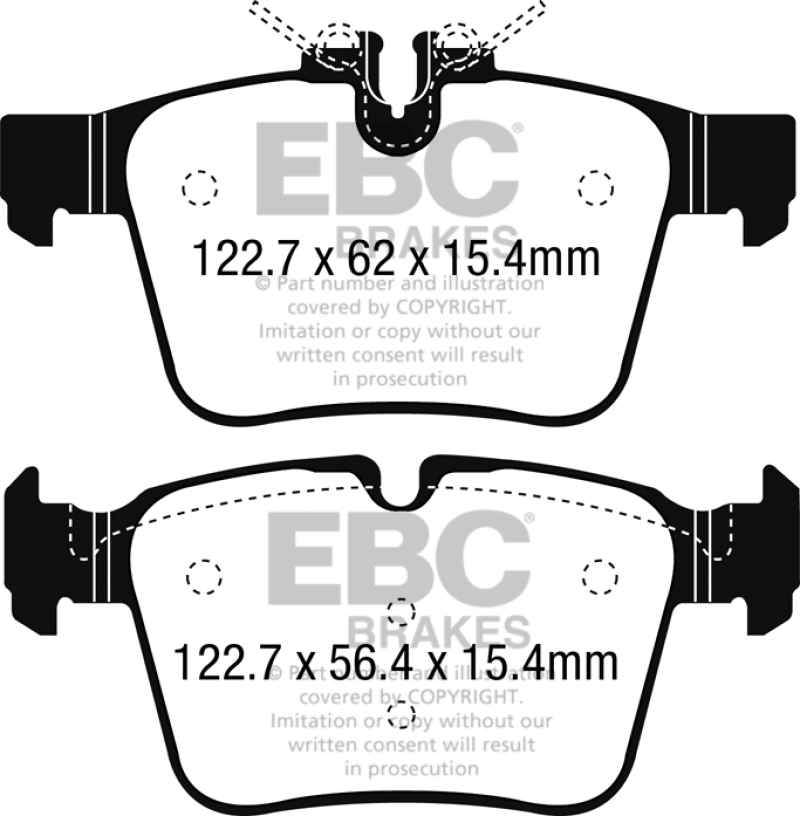 EBC Yellowstuff Rear Brake Pads for Mercedes-Benz C300 W205 2015-2018 – High-Performance Street and Track Use - Image 4