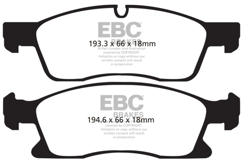 EBC Yellowstuff Front Brake Pads for 2011-2014 Jeep Grand Cherokee and Dodge Durango Part DP41871R - Image 4